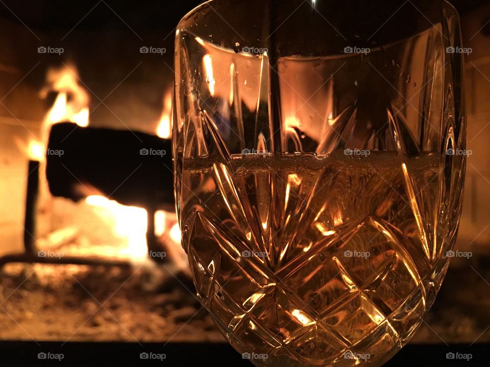 Wine glass and fire
