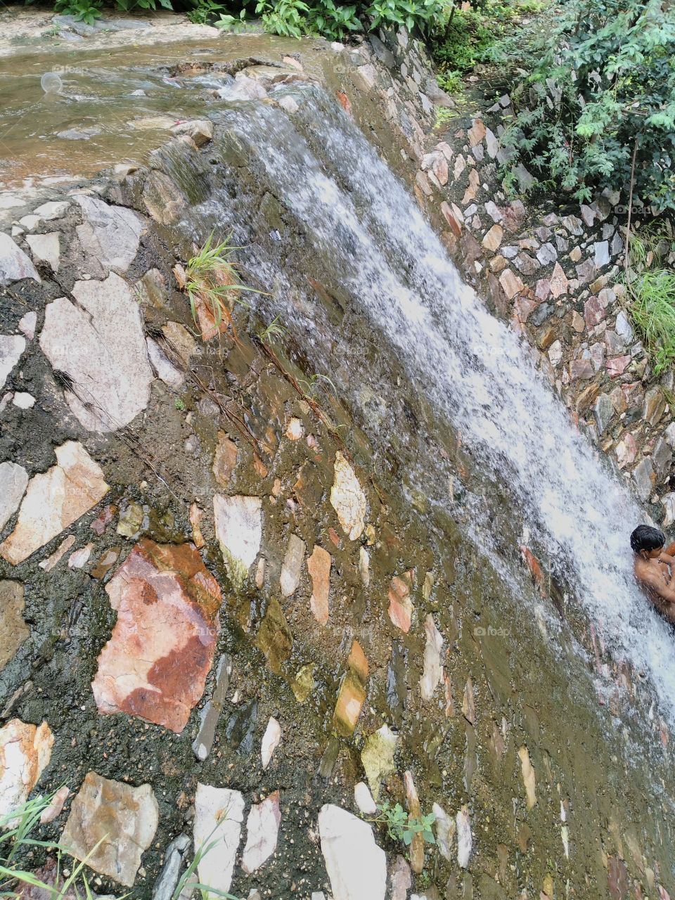 Scenic view of waterfall