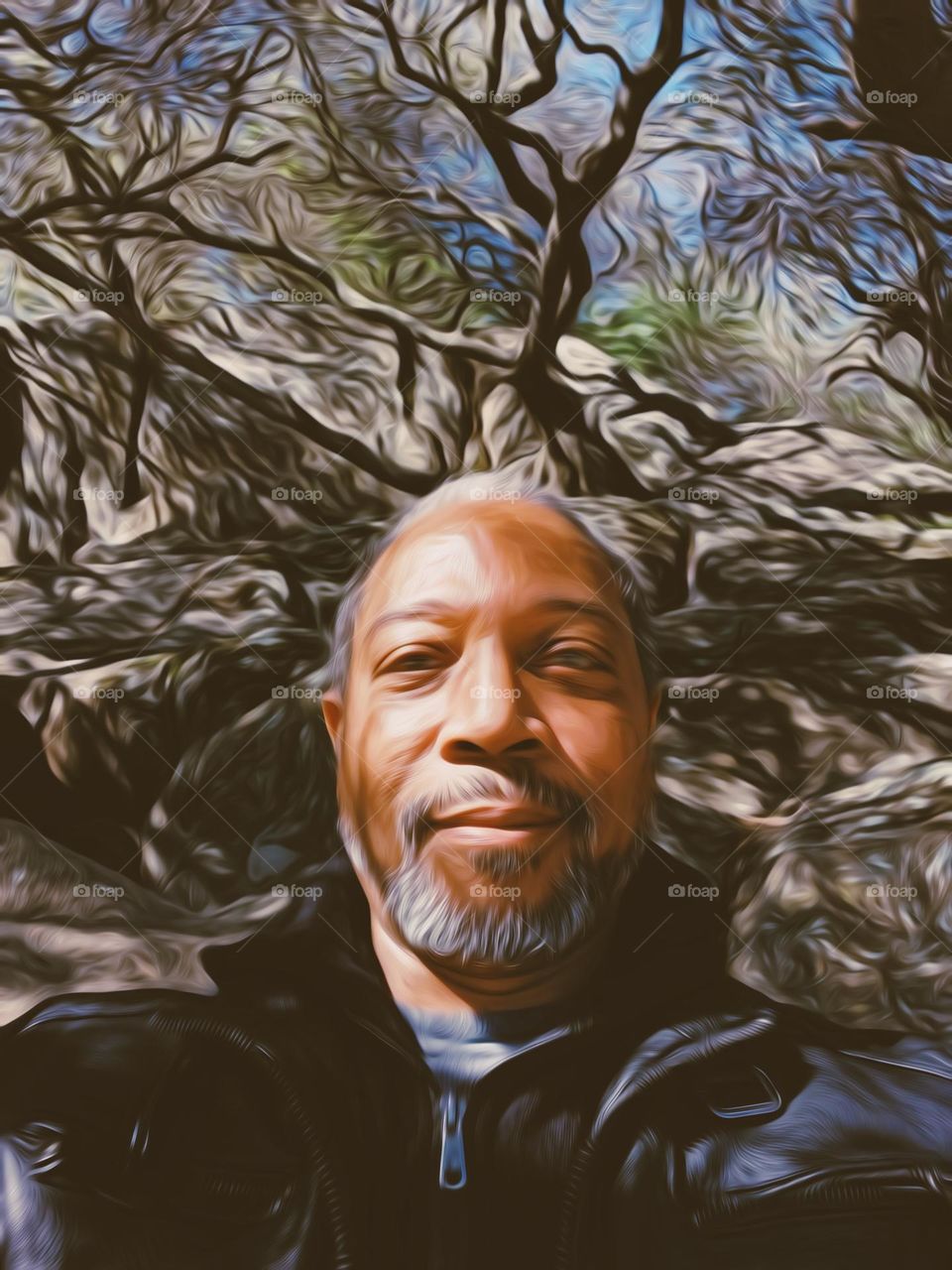 Digital artistry, self portrait of a photographer in the great outdoors