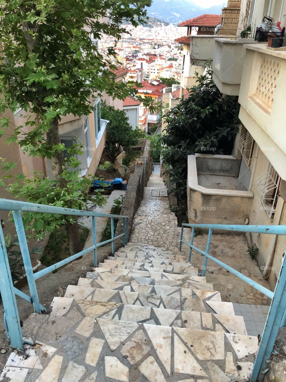 street with steps between houses in Alanya