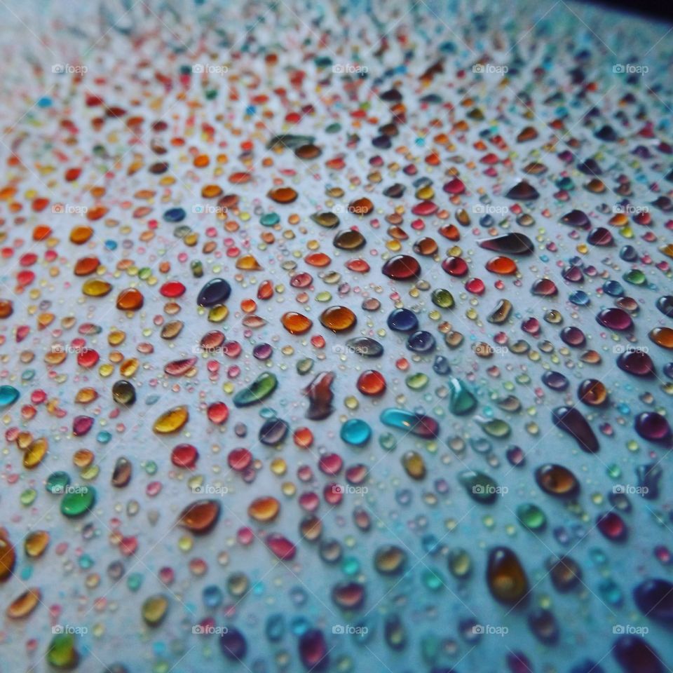 Multi colored water drops