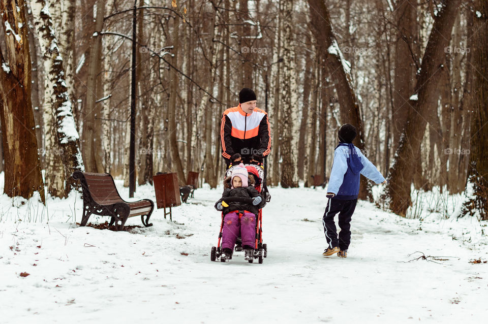 family walking