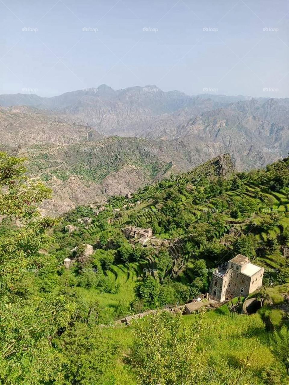 Glory be to God, the magnificent and picturesque view and the natural green trees are a view that is nothing more wonderful than it