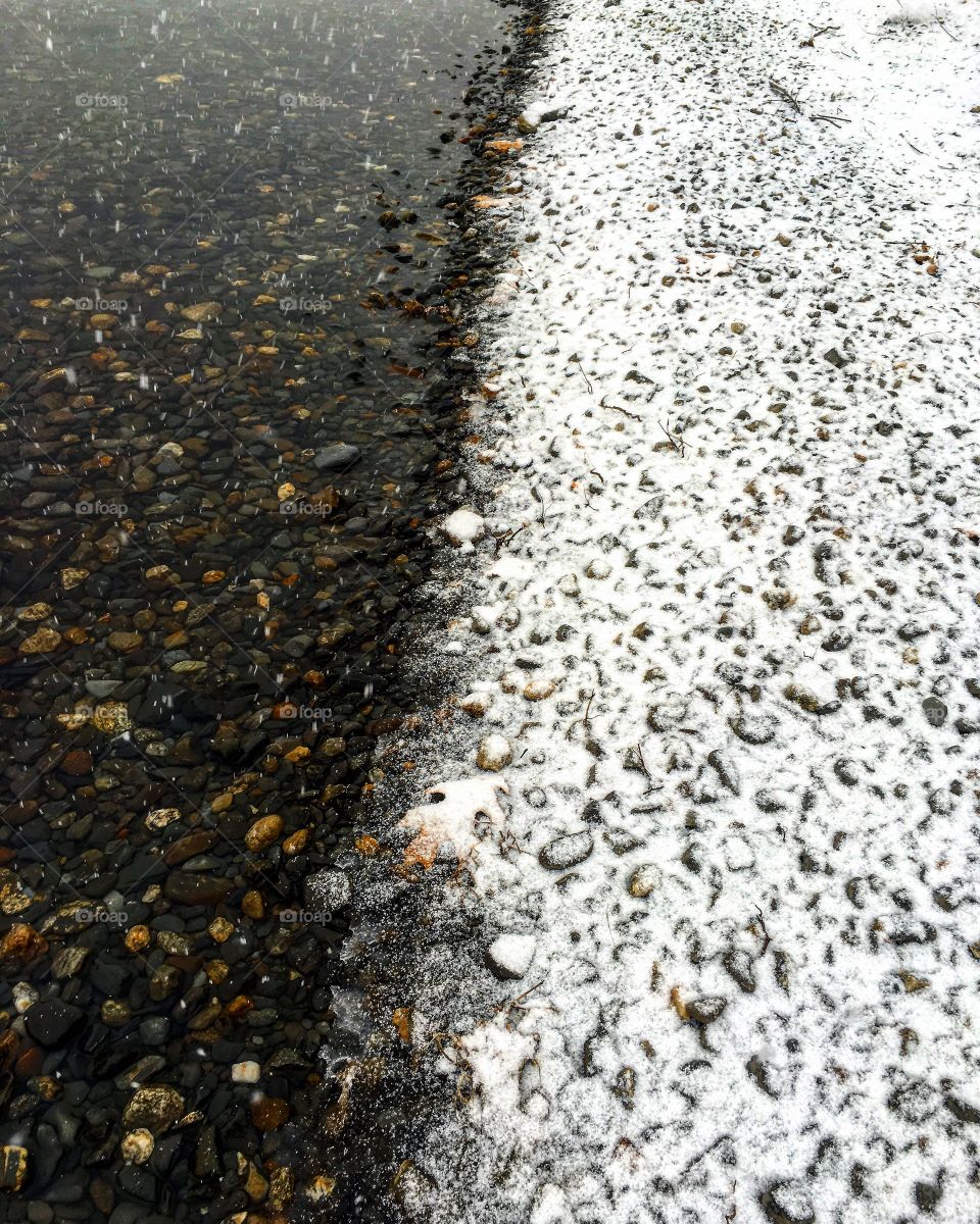 Water and rock and snow