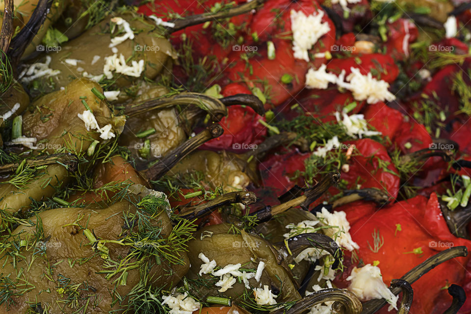 Salad roasted peppers with garlic and dill