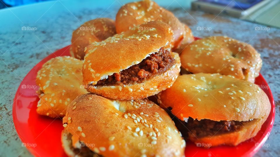 Konpia - Sibu Sarawak specialty treat. deep fried bun with minced pork fillings