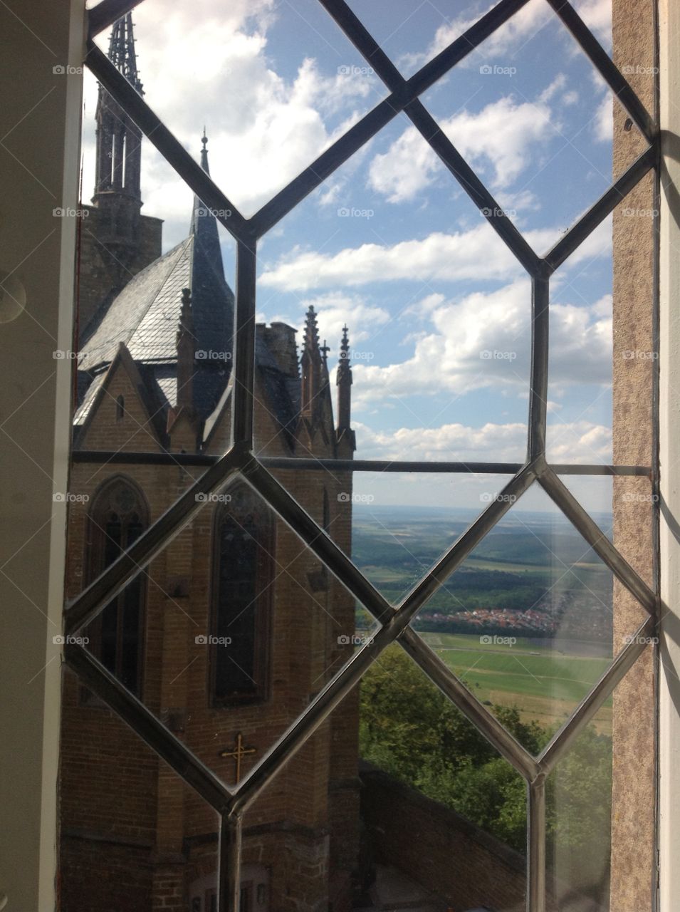 Hohenzollern Turret View. Hohenzollern Castle, Bisinger, Germany. "Zollerberg" dates back to the 12th century.