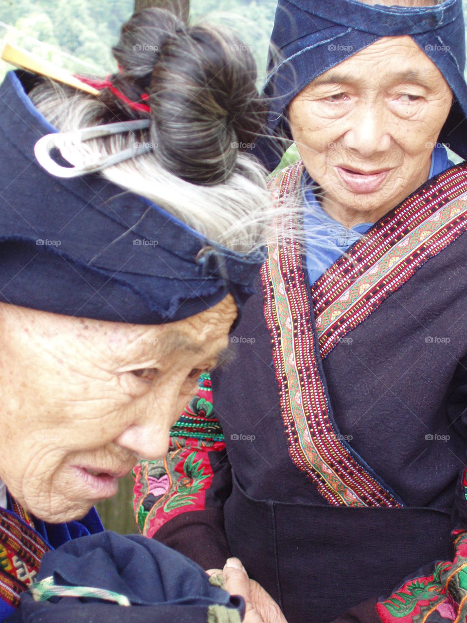 Two Elderly Miao Women. Miao Village, Guizhou, China