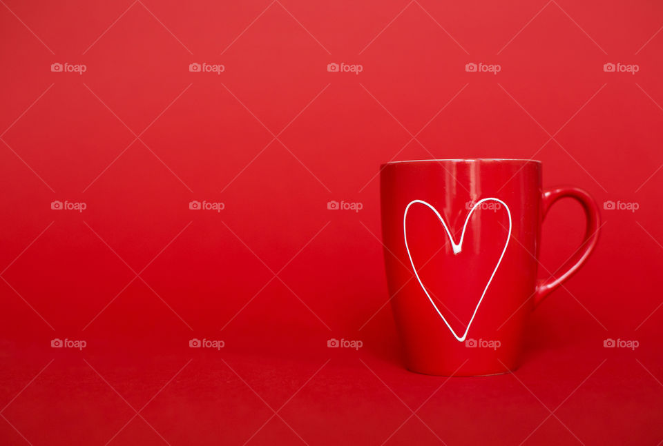 Red Coffee cup with heart shape