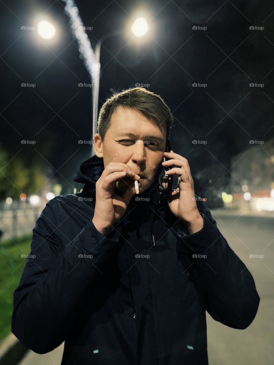 Smoking man portrait