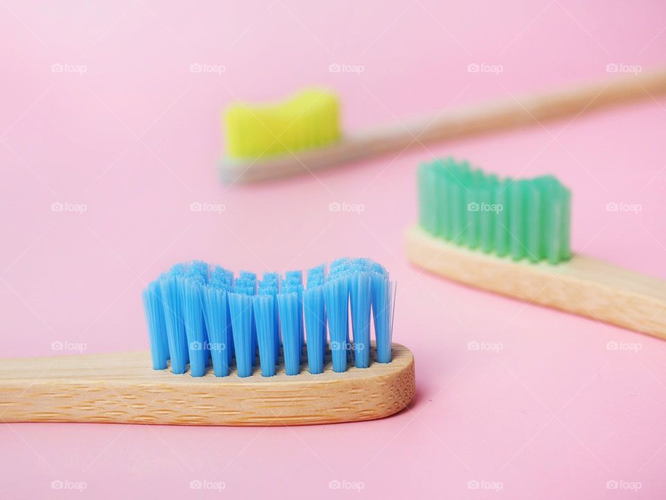 colorful bamboo toothbrushes