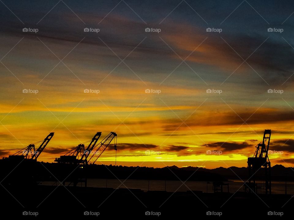 Seattle Sunset. Photo taken during Seahawks vs. Lions game during half time from Century Link Field 2015.