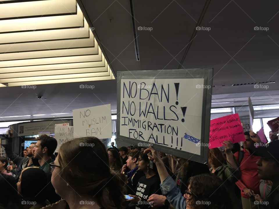 SFO fills with protestors after trumps racist executive action
