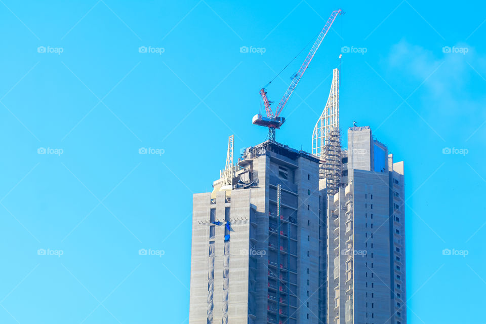 Construction on the building blue sky background 