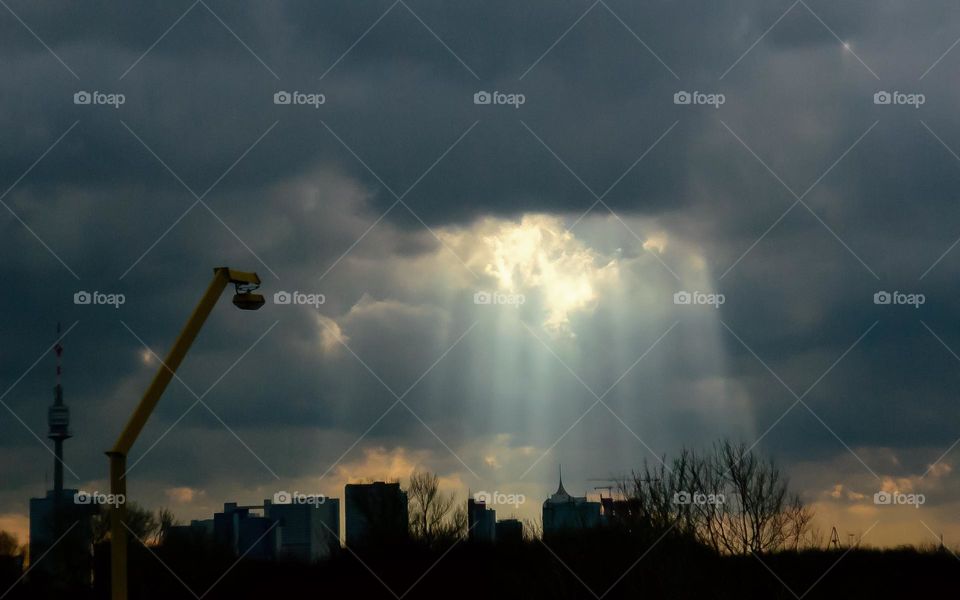 Sunlight through the thick clouds