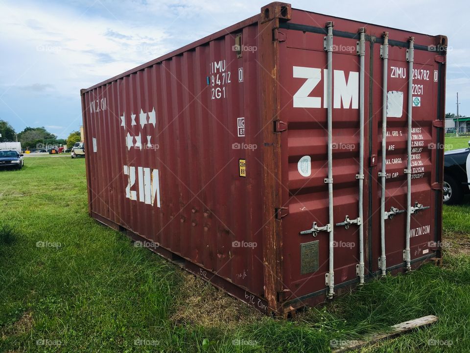 Large red rectangular connex storage box