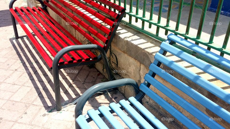 Colourful benches