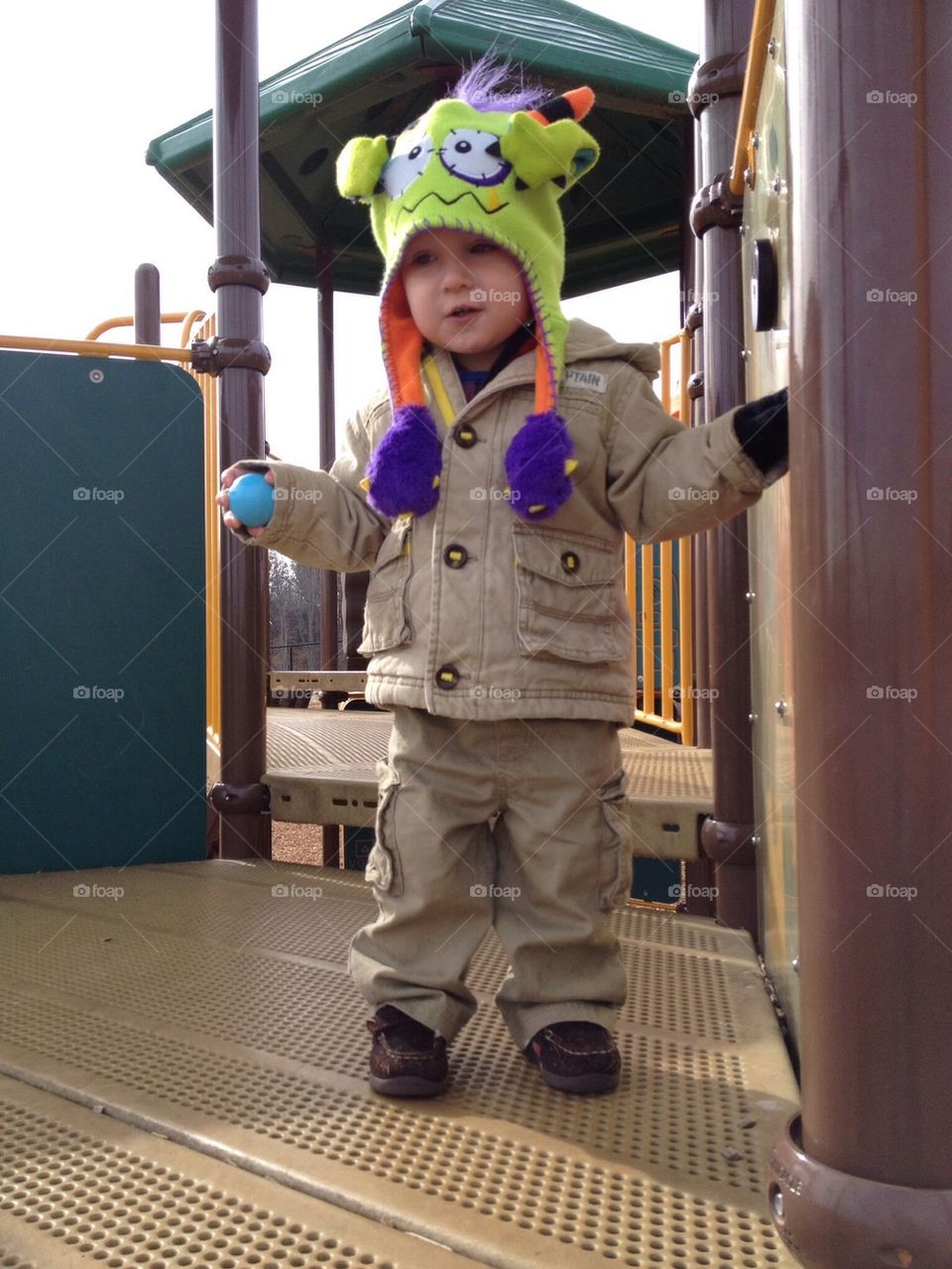 Happy baby on cold winter day in the Carolinas