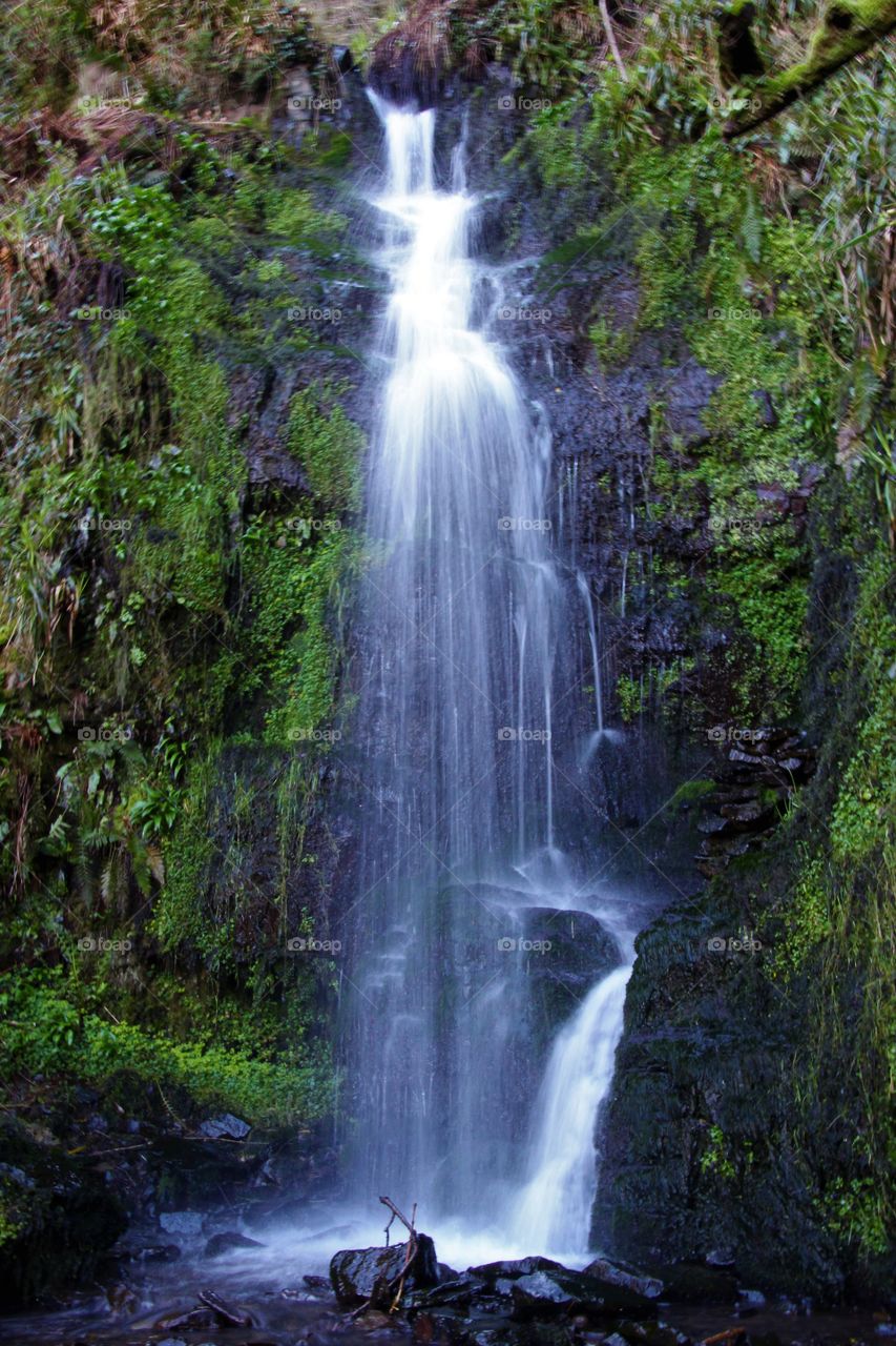 Low angle view of waterfall