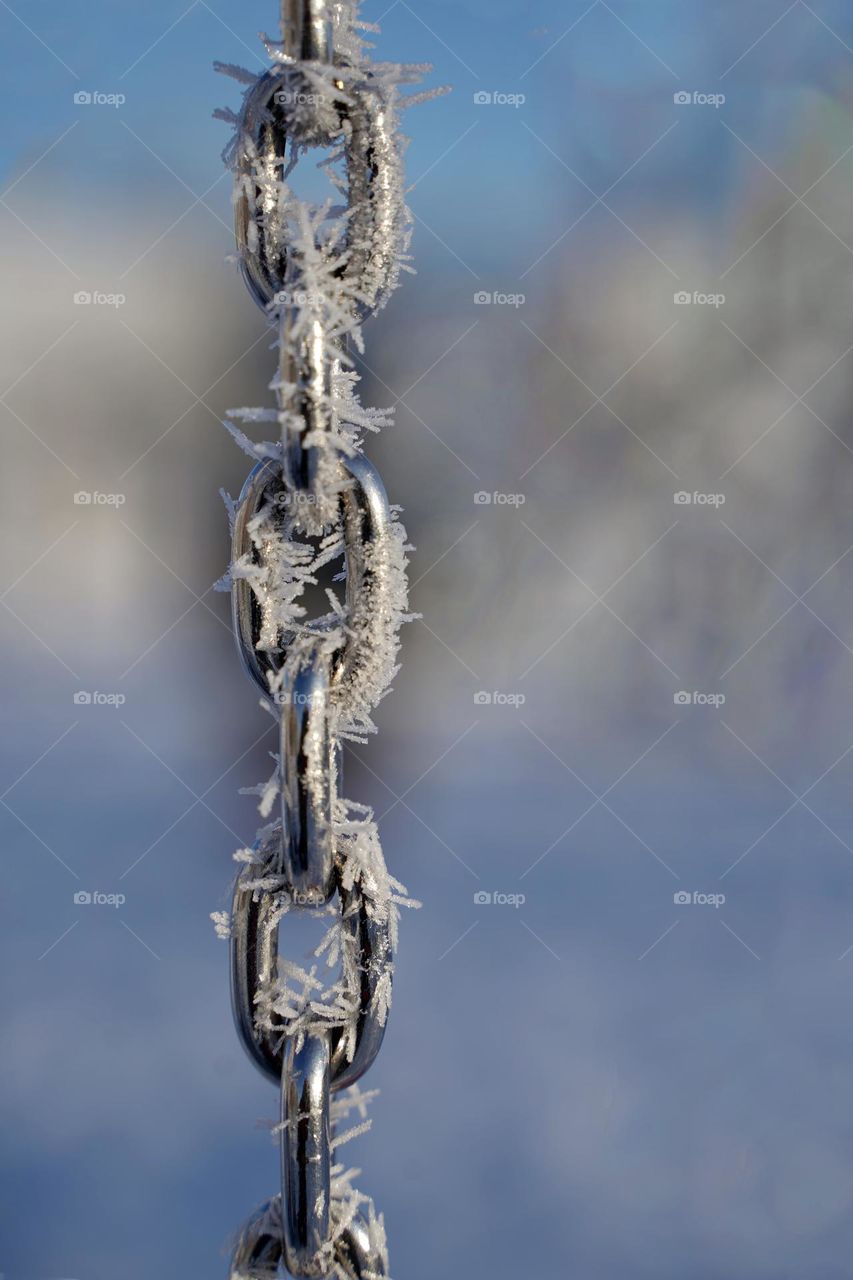 Metal chain in frost