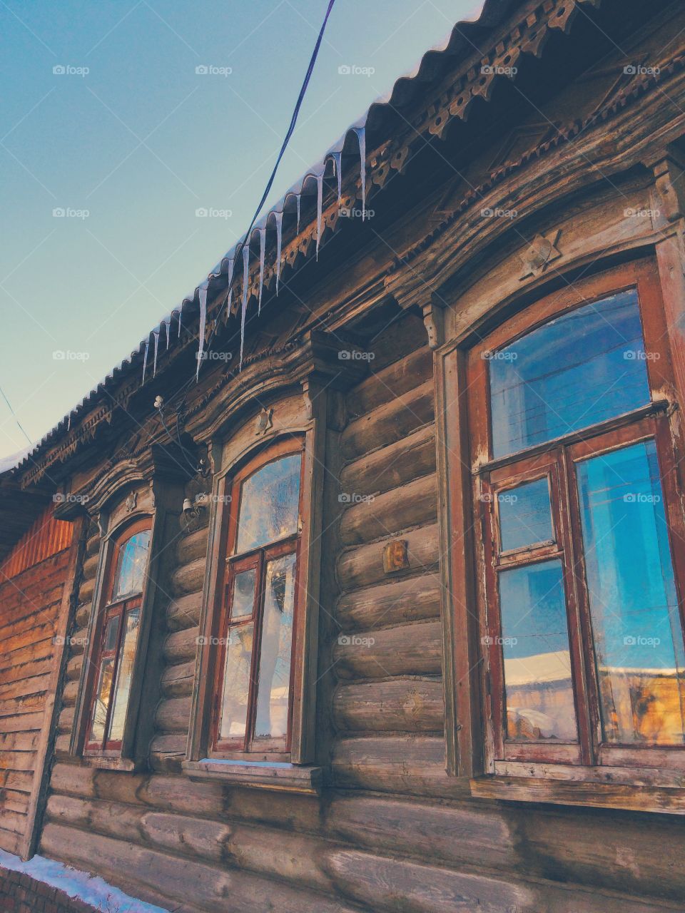 Wooden house in spring 