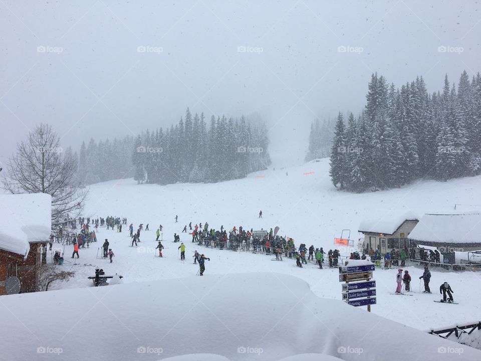 Busy day on the ski hill 