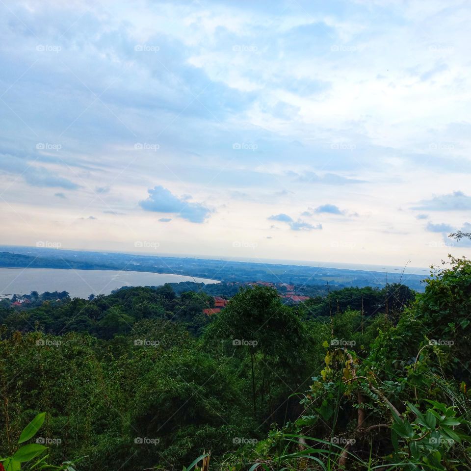 View of the lake above the height of the hill
