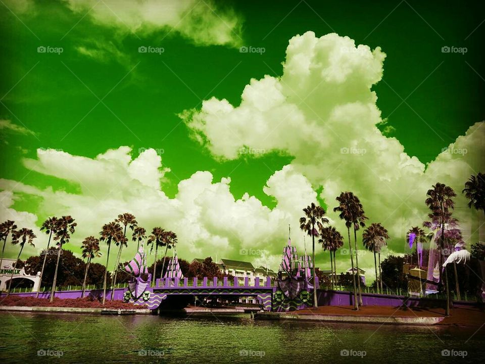 Lush clouds by the disney boardwalk in Orlando Florida