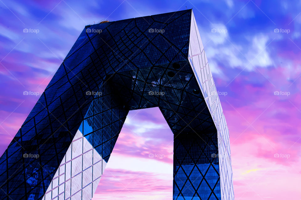 Modern Architecture Under Magneta Sunset