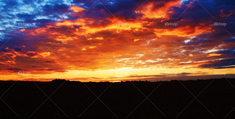 Farm's sunset amazing colors