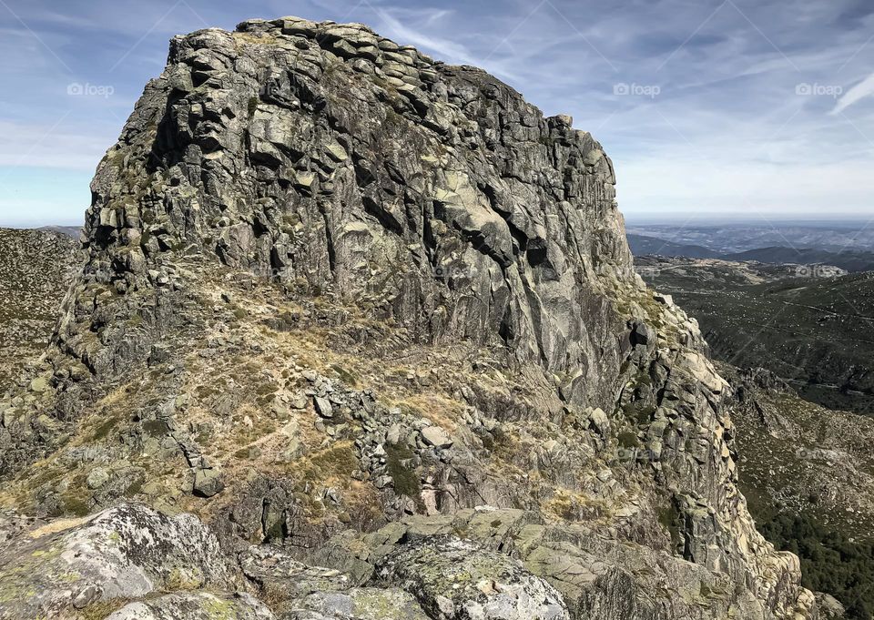 A large granite outcrop know as Cântaro Magro at Serra Da Estrela National Park, Portugal 