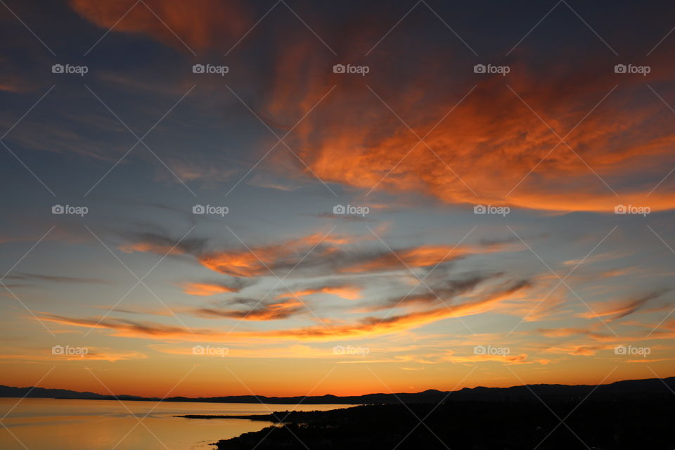 Dramatic sky after the beautiful sunset