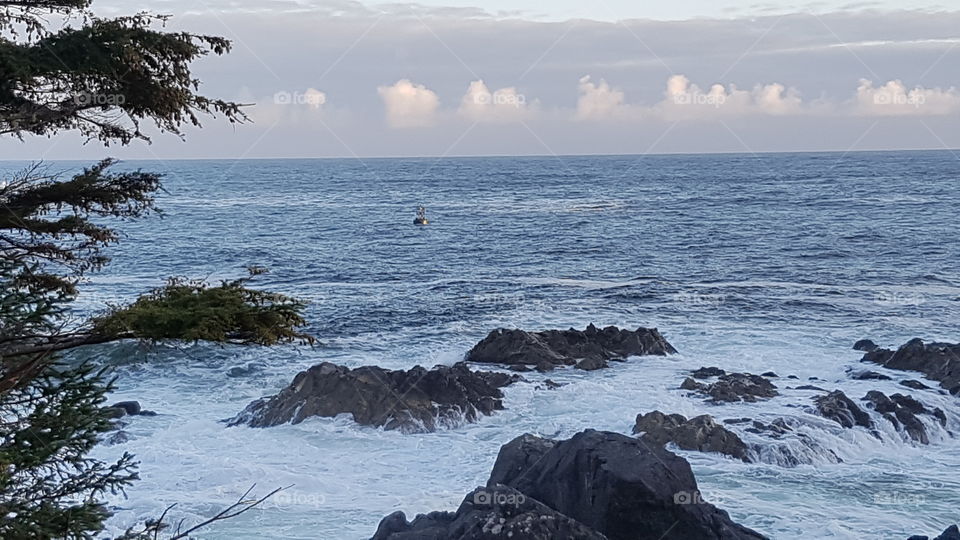 Rocky shore and choppy ocean