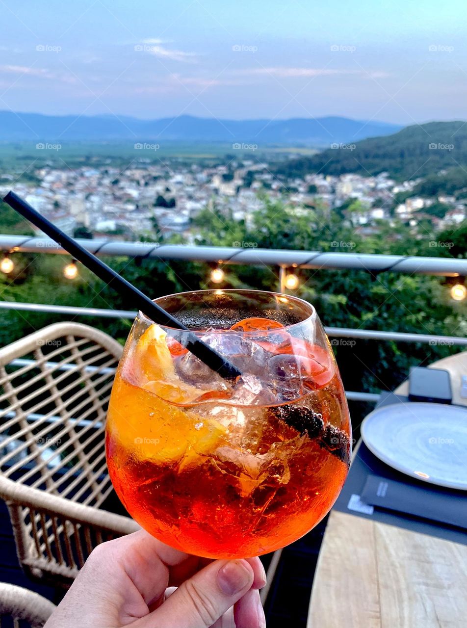 Evening cocktail in a restaurant