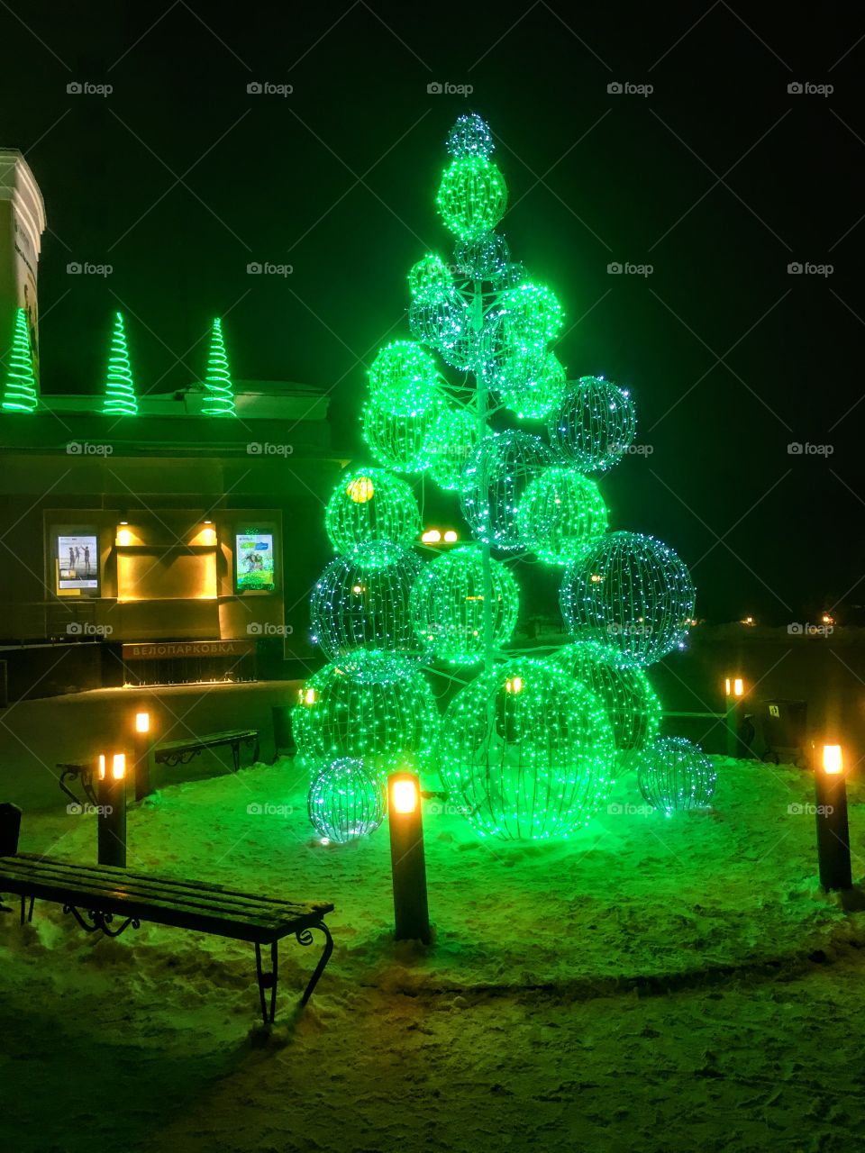 beautiful glowing Christmas tree
