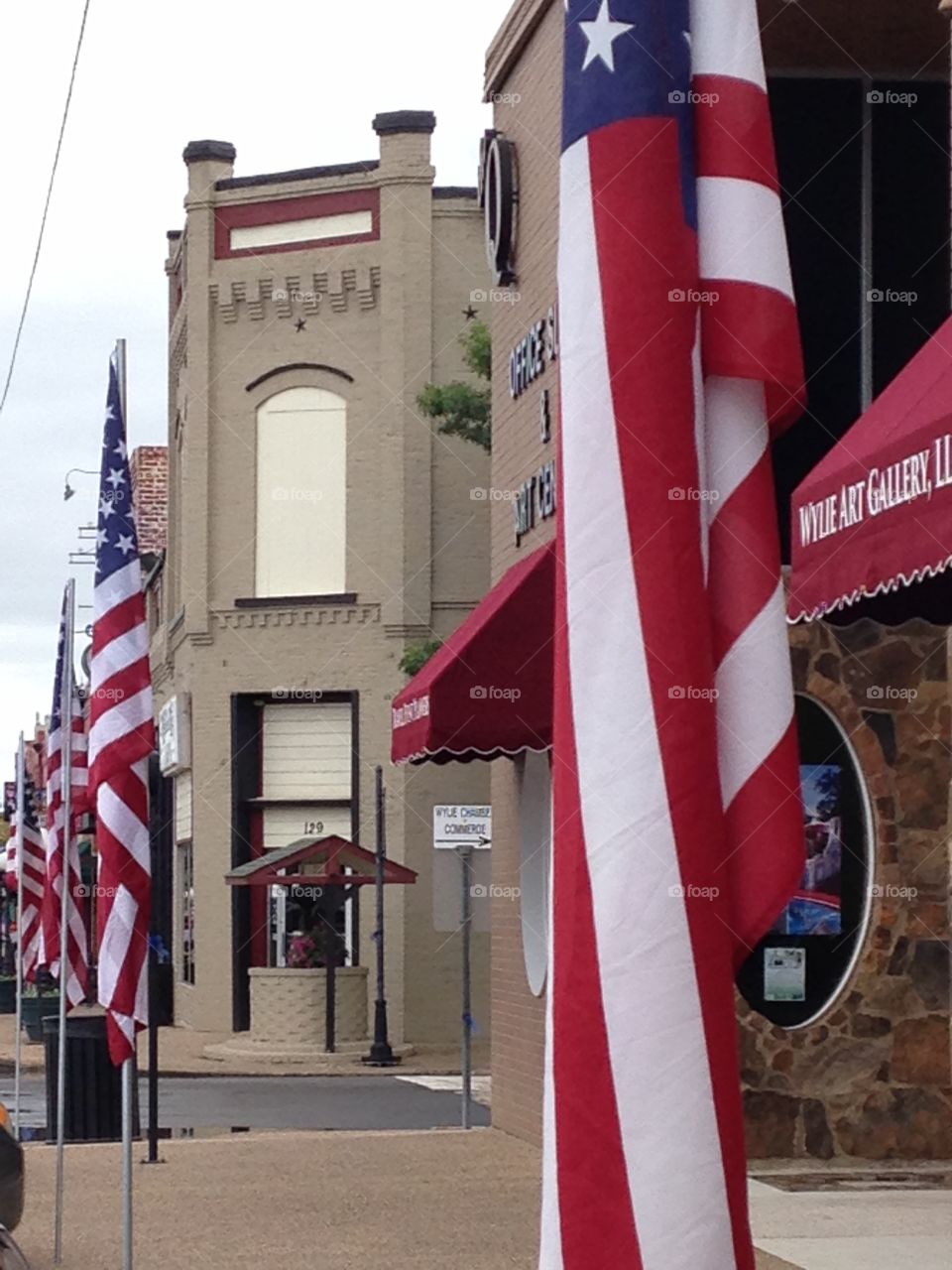 Never forget . Downtown Memorial Day flags