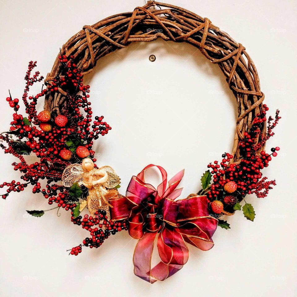 A holiday grapevine wreath