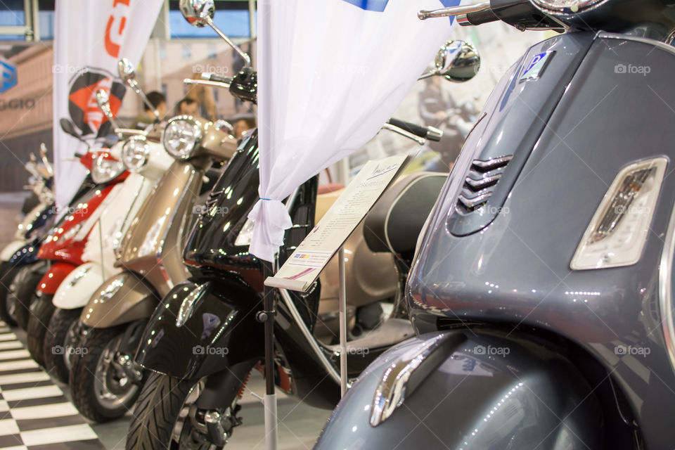 vespa motorcycles on serbia fair tourism, automotive, exibition