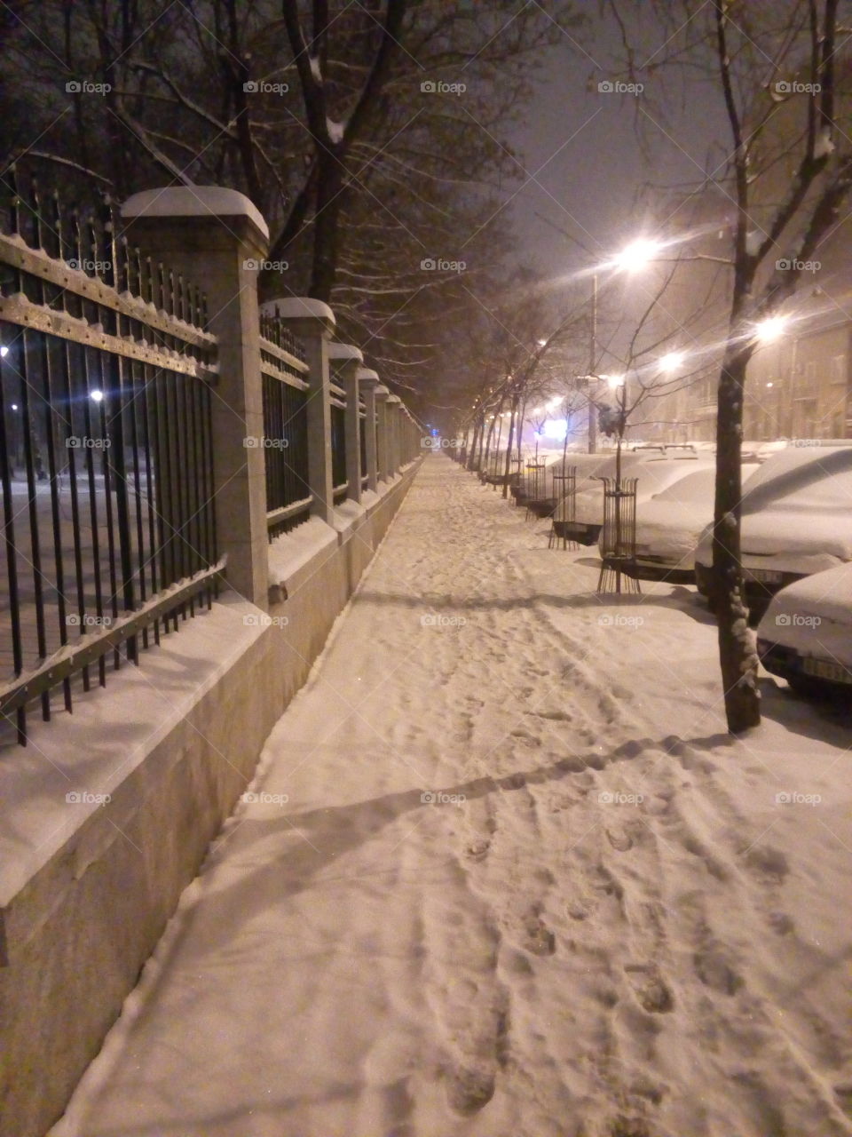 Snowing street