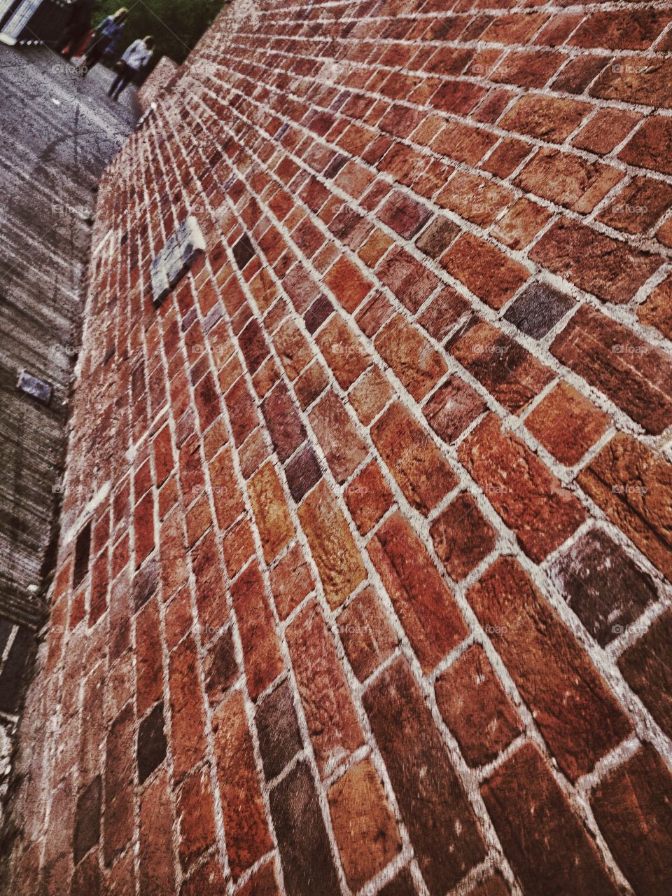 Street. Brick wall