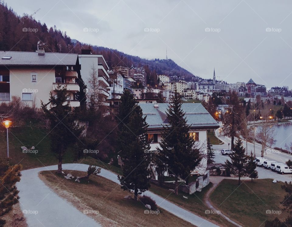 Saint Moritz town view 