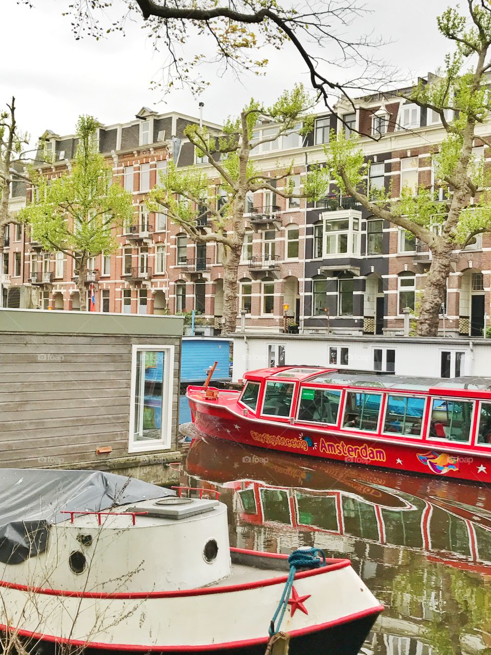 Boats and buildings in Amsterdam 