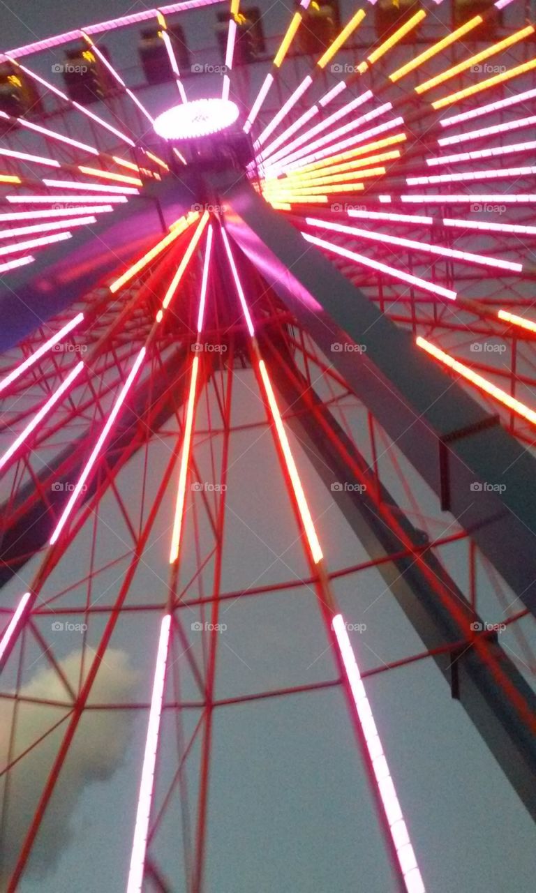 Ferris Wheel lit up. Cedar Point during Halloween festivals. 