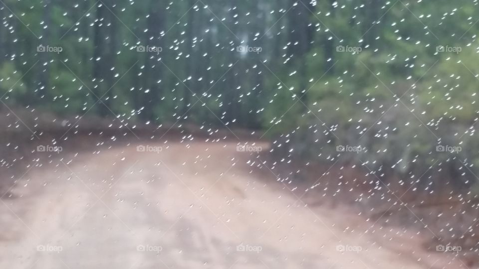 Rainy drive. driving home in the rain