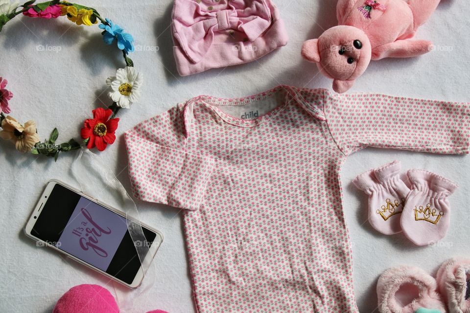 it's a girl - flat lay of my baby gender revelation