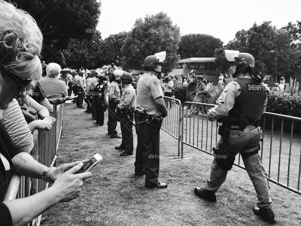 Police line at public protest over white nationalists 