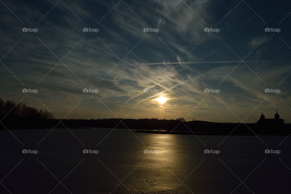 beautiful winter sunset