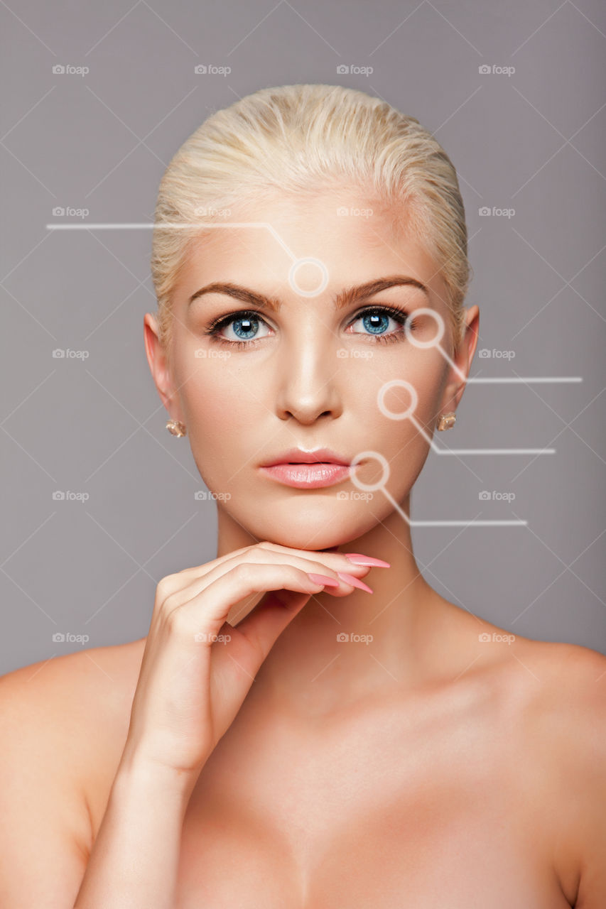 Cosmetics surgery area of interest for facelift beauty face