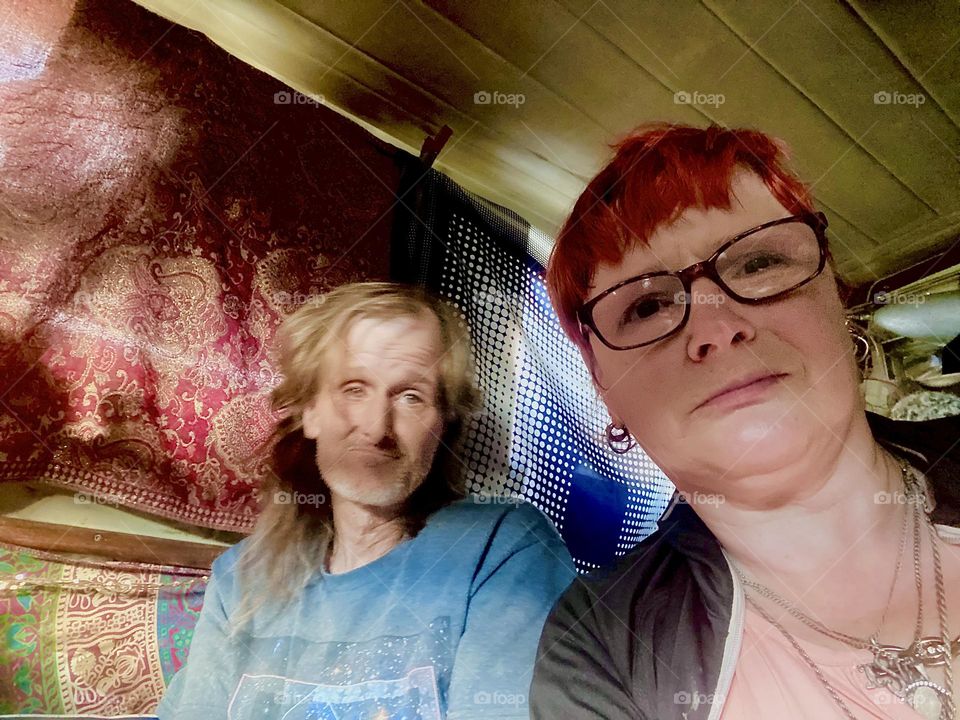 This is me, “Petra Schiller” a.k.a. “Maxine Firefox” a.k.a. “Maximiliane Feuerfuchs” and partner “Timothy Trespas” aboard “Salvation”, the “28 ft 1969 Luhrs” cabin cruiser at “Newtown Creek” in LIC, Queens that is our home. 2023. Hypnotic Productions