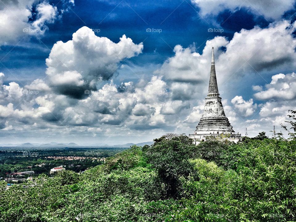 Phra Nakhon Khiri (Khao Wang) Pagoda architecture in Petchaburi, Thailand 